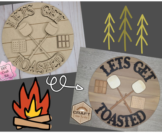 Lets Get Toasted | Yard Sign | Camping Crafts | Outdoors | DIY Craft Kits | Paint Party Supplies | #2581