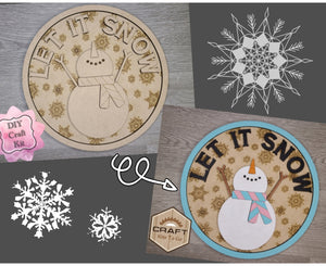 Let it Snow | Snowman Decor | Winter Crafts | Winter Sign | Christmas Crafts | DIY Craft Kits | Paint Party Supplies | #3149
