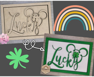 Lucky Sign | ST. Patrick's Day crafts | DIY Craft Kits | Paint Party Supplies | #3197 - Multiple Sizes Available - Unfinished Wood Cutout Shapes