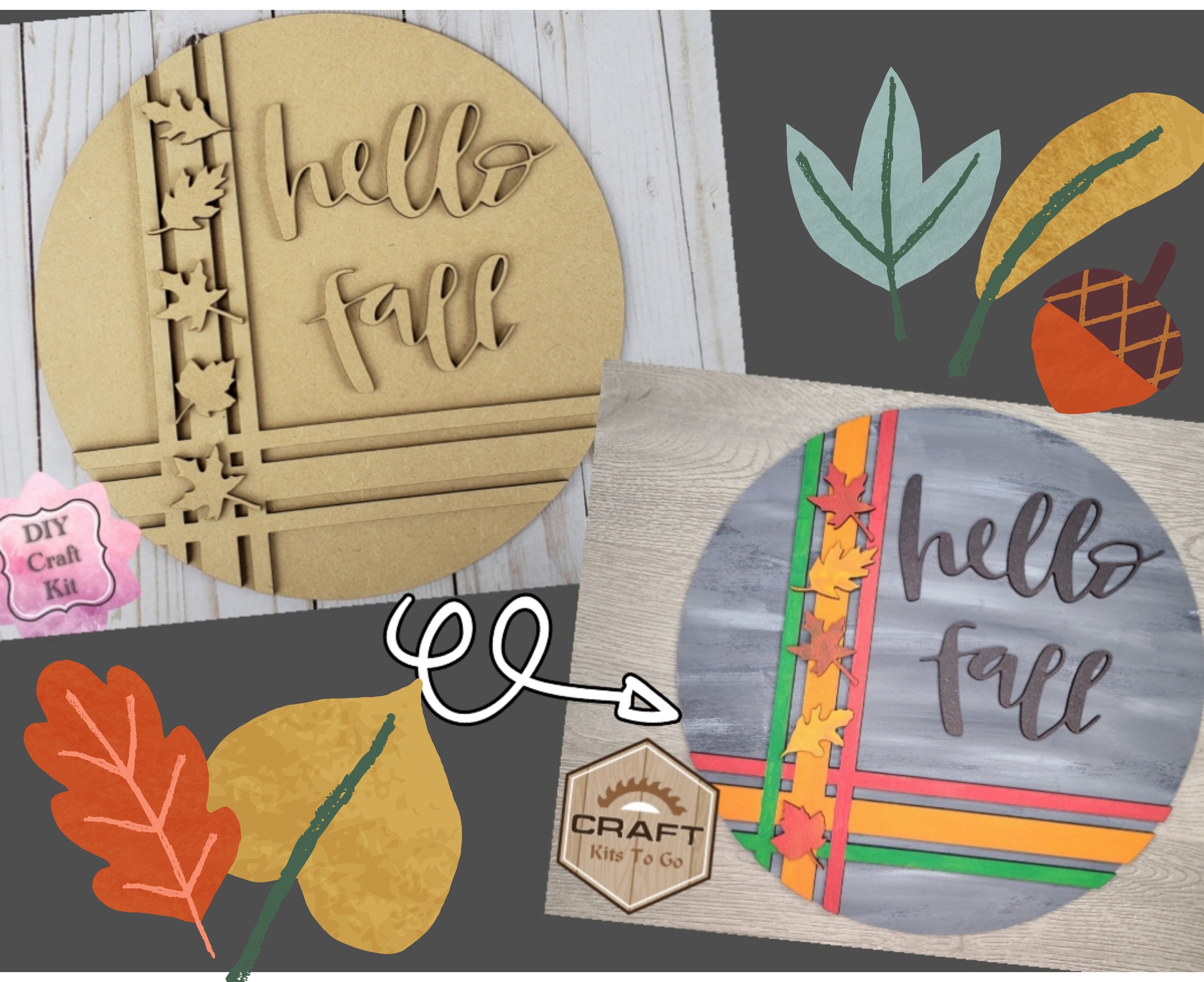 Fall Kit Sign Hello Fall Sign | #2290 – Craft Kits 2 Go