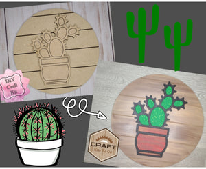 Prickly Cactus Craft DIY Paint Party Kit Craft Kit for Adults #2617 - Multiple Sizes Available - Unfinished Wood Cutout Shapes