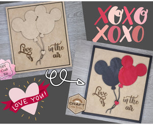 Mouse Balloons love is in the air Paint Party Craft Kit #3247 - Multiple Sizes Available - Unfinished Wood Cutout Shapes