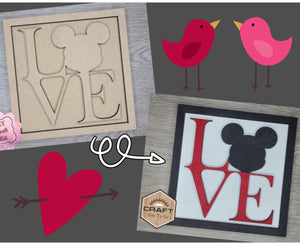 Love Sign | Valentine's Day Crafts | DIY Craft Kits | Paint Party Supplies | #3244 - Multiple Sizes Available - Unfinished Wood Cutout Shapes