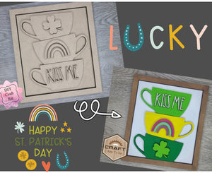 St. Patrick's Day Mugs Craft Kit #3134 Multiple Sizes Available - Unfinished Wood Cutout Shapes