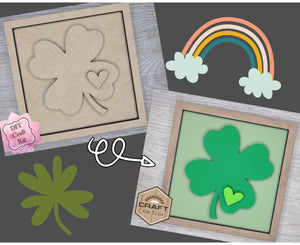 St. Patrick's Day Shamrock with Heart Craft Kit #3108 Multiple Sizes Available - Unfinished Wood Cutout Shapes