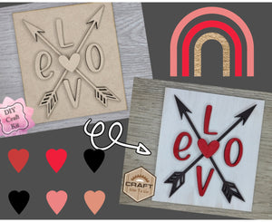 Valentine Love Arrows DIY Craft Kit Valentine Paint Party Kit #3110 Multiple Sizes Available - Unfinished Wood Cutout Shapes