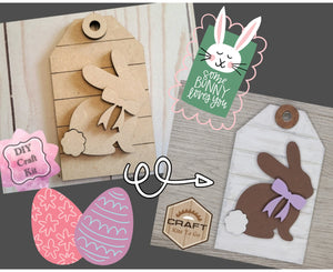 **SHOW OVERSTOCK SALE** 4" Bunny Tag Easter Kit Craft Night Crafty Craft Kit #2558