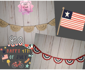 4th of July Patriotic Bunting Banner Craft Kit for Adults #2791 - Multiple Sizes Available - Unfinished Wood Cutout Shapes