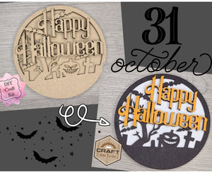 Happy Halloween | Graveyard | October31st | Halloween Crafts | Halloween Décor | DIY Craft Kits | Paint Party Supplies | #3141