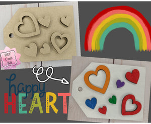 Heart Tag Valentine Heart Paint Kit Party Paint Kit #2599 - Multiple Sizes Available - Unfinished Wood Cutout Shapes