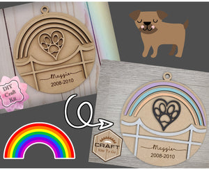 Dog Rainbow Ornament DIY Paint Kit DIY Craft Kit wood cutouts wood cutouts #2630 - Multiple Sizes Available - Unfinished Wood Cutout Shapes