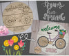 Spring Bike Springtime Decor Porch Decor Craft Kit Paint Party Kit #2650 - Multiple Sizes Available - Unfinished Wood Cutout Frames
