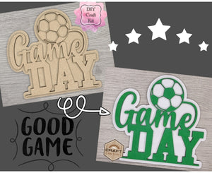Game Day Soccer life Sport Soccer Decor DIY Paint kit #2935 - Multiple Sizes Available - Unfinished Wood Cutout Shapes