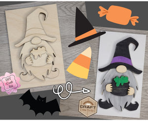Witch Halloween Gnome Halloween Decor Craft Kit DIY Paint kit #3276 - Multiple Sizes Available - Unfinished Wood Cutout Shapes