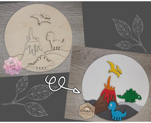 Dinosaur Kids Craft Kit Paint Party Kit #2367 - Multiple Sizes Available - Unfinished Wood Cutout Shapes