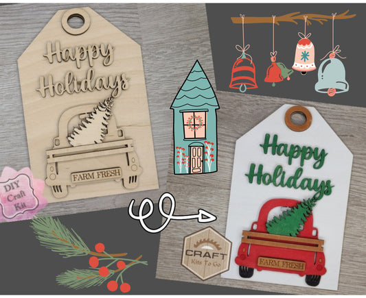 Happy Holiday Christmas Truck Tag | #5030
