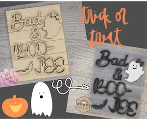 Bad & Bootee Halloween Decor DIY Paint kit #3317 - Multiple Sizes Available - Unfinished Wood Cutout Shapes