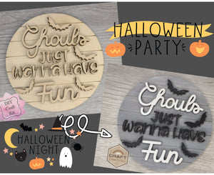Gouls just wanna have Fun Halloween Decor DIY Paint kit #3316 - Multiple Sizes Available - Unfinished Wood Cutout Shapes