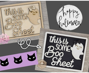 Boo Sheet Ghost Halloween Decor DIY Paint kit #3319 - Multiple Sizes Available - Unfinished Wood Cutout Shapes