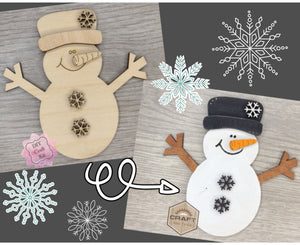 Frosty Snowman Snowing Winter Craft kit #3348 - Multiple Sizes Available - Unfinished Wood Cutout Shapes