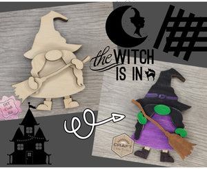 Witch Halloween Gnome | Halloween Decor | Halloween Crafts | DIY Craft Kits | Paint Party Supplies | #3343