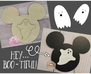 Mouse Home Interchangeable pieces GHOST Halloween Decor #2221 - Unfinished Wood shape cutouts Paint kits