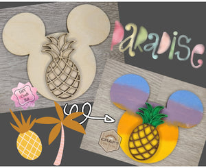 Mouse Home Interchangeable pieces PINEAPPLE #2221 - Unfinished Wood shape cutouts Paint kits