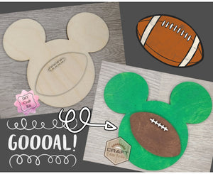 Mouse Home Interchangeable pieces FOOTBALL #2221 - Unfinished Wood shape cutouts Paint kits
