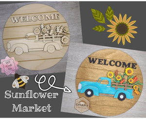 Sunflower Truck | Sunflower Farm | Summer Crafts | DIY Craft Kits | Paint Party Supplies | #3396
