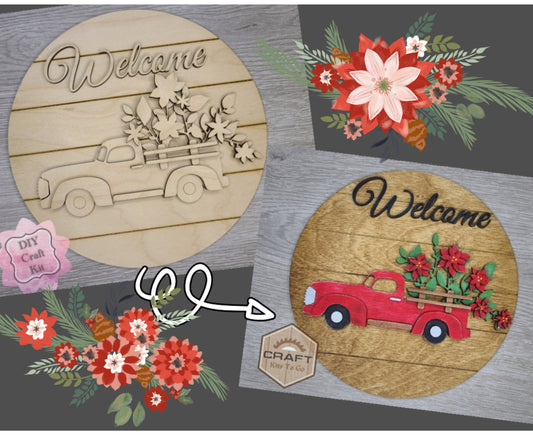 Christmas Poinsettia Truck | #3392