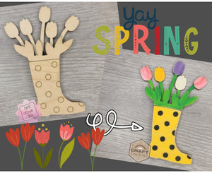 Tulip Boot | Flowers | Spring Crafts | Springtime | Garden | DIY Craft Kits | Paint Party Supplies | #2614