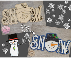Snow Word | Snowman| Winter Crafts | DIY Snowman Craft Kits | Paint Party Kit | #3464 - Multiple Sizes Available - Unfinished Wood Cutout Shapes