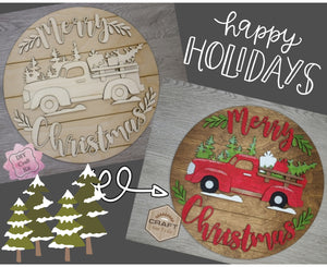 Merry Christmas Truck | Farmhouse | Christmas Decor | Christmas Crafts | Holiday Activities |  DIY Craft Kits | Paint Party Supplies | #3575
