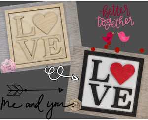 Love Sign | Valentine's Day Crafts | Valentine Décor | DIY Valentine Craft Kit | DIY Valentine Paint kit | #3219 - Multiple Sizes Available - Unfinished Wood Cutout Shapes