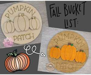 Pumpkin Patch Halloween Round Sign Halloween Décor DIY Craft Kit DIY Paint kit #3538 - Multiple Sizes Available - Unfinished Wood Cutout Shapes