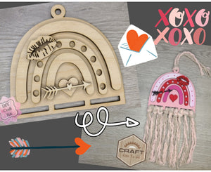 Valentine Macramé Craft Kit Valentine Paint Party Kit #3581 Multiple Sizes Available - Unfinished Wood Cutout Shapes