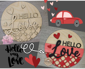 Hello my Love Valentine DIY Craft Kit Valentine Paint Party Kit #3148 Multiple Sizes Available - Unfinished Wood Cutout Shapes