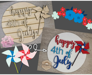 4th of July Pinwheel | 4th of July Decor | Patriotic Decor | 4th of July Crafts | DIY Craft Kits | Paint Party Supplies | #2862