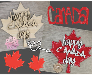 Happy Canada Day Kit Canada Canadian Canada Craft Kit DIY Craft Kit #3404 - Multiple Sizes Available - Unfinished Wood Cutout Shapes