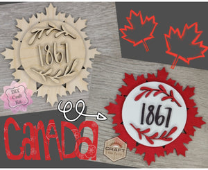 Canadian Maple Wreath Canada Day Kit Canada Canadian Canada Craft Kit DIY Craft Kit #3403 - Multiple Sizes Available - Unfinished Wood Cutout Shapes