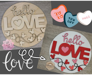 Hello Love Mouse Valentine Craft Kit Paint Party Kit #3494 - Multiple Sizes Available - Unfinished Wood Cutout Shapes