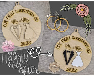 Our First Christmas Husband & Wife | Wedding Ornament | Wedding Decorations | Special Day | DIY Craft Kits | Paint Party Supplies | #3596