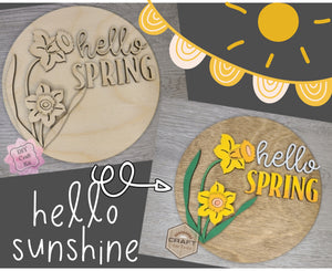 Hello Spring | Daffodil | Springtime | Flowers | Spring Sign | Spring Crafts | DIY Craft Kits | Paint Party Supplies | #3598