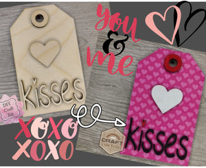 Kisses Valentine Tag DIY Craft Kit Paint Party Kit #3654 Multiple Sizes Available - Unfinished Wood Cutout Shapes