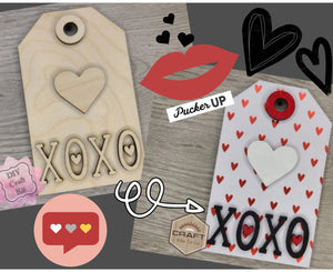 XOXO Valentine Tag DIY Craft Kit Paint Party Kit #3653 Multiple Sizes Available - Unfinished Wood Cutout Shapes