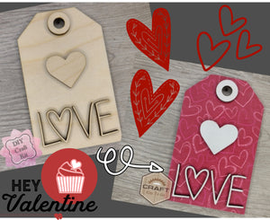 Love Valentine Tag DIY Craft Kit Paint Party Kit #3655 Multiple Sizes Available - Unfinished Wood Cutout Shapes
