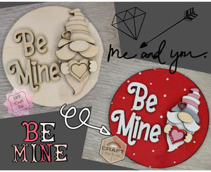 Be Mine Valentine Gnome DIY Craft Kit Valentine Paint Party Kit #3620 Multiple Sizes Available - Unfinished Wood Cutout Shapes