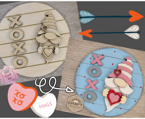 XOXO Valentine Gnome DIY Craft Kit Valentine Paint Party Kit #3619 Multiple Sizes Available - Unfinished Wood Cutout Shapes