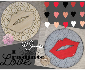 XOXO Valentine Lips DIY Craft Kit Valentine Paint Party Kit #3631 Multiple Sizes Available - Unfinished Wood Cutout Shapes