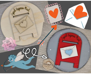 Love Letter Mailbox Round Valentine DIY Craft Kit Valentine Paint Party Kit #3636 Multiple Sizes Available - Unfinished Wood Cutout Shapes